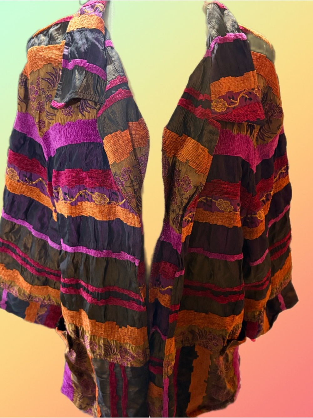 90s Vintage Koret Plus Size Boho Multicolor Floral Metallic Blouse 24W